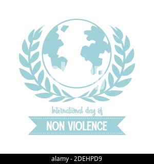 International Day of Non Violence logo with globe on white background illustration Stock Vector