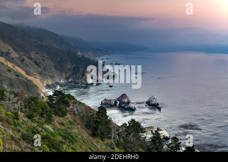 Vista Point along Highway 1 and Big Sur, California, USA Stock Photo