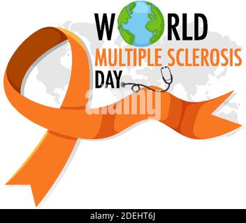 World Multiple Sclerosis Day logo or banner with orange ribbon illustration Stock Vector