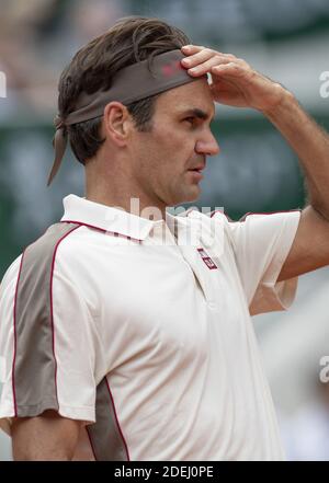 Roger Federer of Switzerland plays against Oscar Otte of Germany during men's singles second round match on day four of The Roland Garros 2019 French Open tennis tournament in Paris on May 29, 2019. Photo by ABACAPRESS.COM Stock Photo