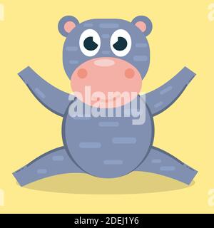 cute hippo sit down vector illustration Stock Vector