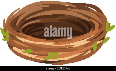 Isolated empty bird nest on white background illustration Stock Vector