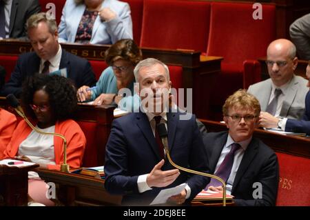 French Minister for the Ecological and Inclusive Transition Francois de Rugy speaks during a session of questions to the Government at the French National Assembly in Paris, on June 4, 2019. Photo by Albert Bouxon/Avenir Pictures/ABACAPRESS.COM Stock Photo