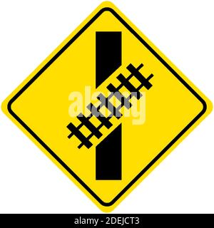 Rail crossing traffic sign on white background illustration Stock Vector