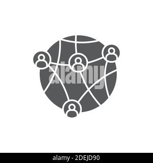 Global communication icon, color, line, outline vector sign, linear style pictogram isolated on white. Symbol, logo illustration. Stock Vector