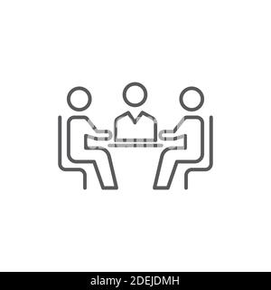 Business meeting icon, color, line, outline vector sign, linear style pictogram isolated on white. Symbol, logo illustration. Stock Vector
