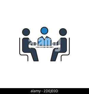 Business meeting icon, color, line, outline vector sign, linear style pictogram isolated on white. Symbol, logo illustration. Stock Vector