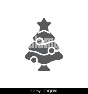 Christmas tree icon, color, line, outline vector sign, linear style pictogram isolated on white. Symbol, logo illustration. Stock Vector
