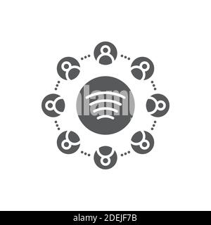 Global communication icon, color, line, outline vector sign, linear style pictogram isolated on white. Symbol, logo illustration. Stock Vector