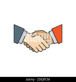 Business handshake icon, color, line, outline vector sign, linear style pictogram isolated on white. Symbol, logo illustration. Stock Vector