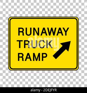 Runaway truck ramp warning sign isolated on white background