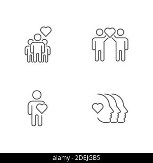 Friendship and love icon, color, line, outline vector sign, linear style pictogram isolated on white. Symbol, logo illustration. Stock Vector