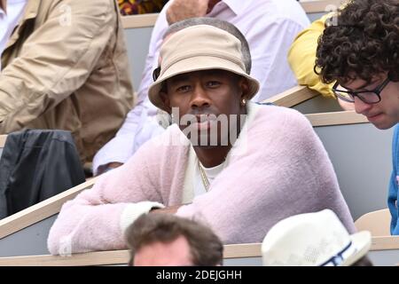 Singer Tyler, The Creator in stands during French Tennis Open at
