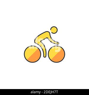 Cycling icon, color, line, outline vector sign, linear style pictogram isolated on white. Symbol, logo illustration. Stock Vector