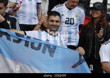 Argentina's fans during the FIFA Women soccer World Cup 2019 Group D match, Japan vs Argentina at Parc des Princes, Paris, France on June 10th, 2019. Japan and Argentina drew 0-0. Photo by Henri Szwarc/ABACAPRESS.COM Stock Photo