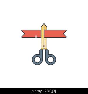 grand opening icon, color, line, outline vector sign, linear style pictogram isolated on white. Symbol, logo illustration. Stock Vector