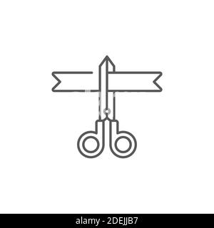 grand opening icon, color, line, outline vector sign, linear style pictogram isolated on white. Symbol, logo illustration. Stock Vector