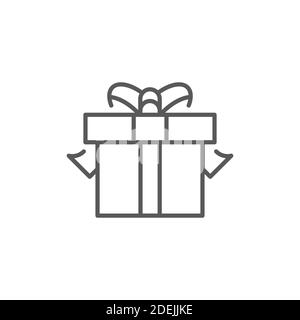 Gift box icon, color, line, outline vector sign, linear style pictogram isolated on white. Symbol, logo illustration. Stock Vector