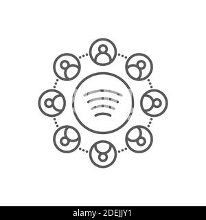 Global communication icon, color, line, outline vector sign, linear style pictogram isolated on white. Symbol, logo illustration. Stock Vector