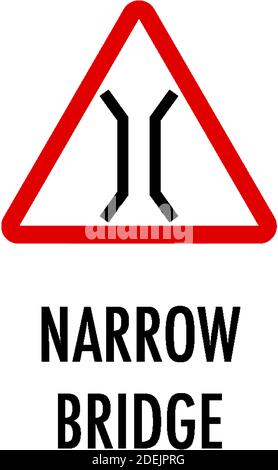 Narrow bridge sign on white background illustration Stock Vector