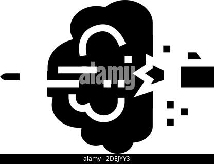 bullet expelling from gun barrel glyph icon vector illustration Stock Vector