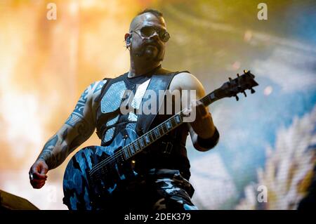 Sabaton performing live on stage during Hellfest Open Air Festival on June 21, 2019 in Clisson, France Photo by Julien Reynaud/APS-Medias/ABACAPRESS.COM Stock Photo