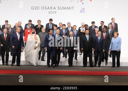 CORRECTION - (Front-row) Brazil President Jair Bolsonaro, French President Emmanuel Macron, Indonesia President Joko Widodo, Chinese President Xi Jinping, US President Donald Trump, Saudi Arabia's Crown Prince Salman, Japan Prime Minister Shinxo Abe, Argentine President Mauricio Macri, Russian President Vladimir Putin, Turkish President Recep Tayyip Erdogan, South Korean President Moon Jae-in, South African President Cyril Ramaphosa, Netherlands Prime Minister Mark Rutte, (Second) Spanish Prime Minister Pedro Sanchez, Egypt President Abdel Fattah el-Sisi, President of the European Commission J Stock Photo