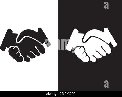 Icon of business handshake in both black and white. Isolated flat vector icon illustration. Stock Vector