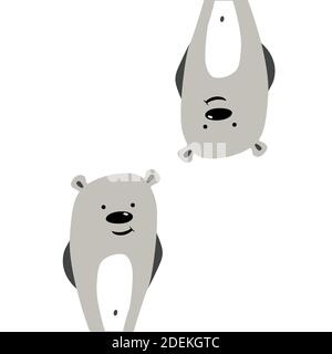 Bear grey bear vector icon Doodle illustration, cute, fairy bear cub Stock Vector