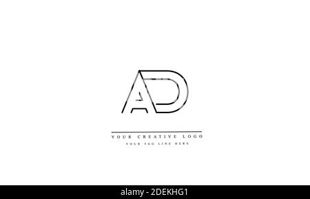 AD or DA, A and D abstract vector logo monogram template Stock Photo
