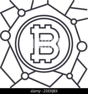 Money decentralize icon, linear isolated illustration, thin line vector, web design sign, outline concept symbol with editable stroke on white Stock Vector