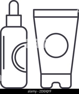 Moisturizer icon, linear isolated illustration, thin line vector, web design sign, outline concept symbol with editable stroke on white background. Stock Vector