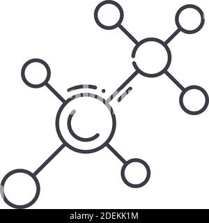 Molecule icon, linear isolated illustration, thin line vector, web design sign, outline concept symbol with editable stroke on white background. Stock Vector