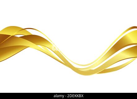 Abstract shiny color gold wave design element Golden silk ribbon for cosmetic gift voucher Stock Vector