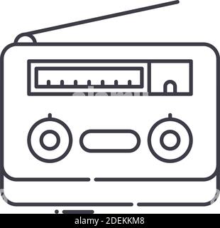 Modern radio concept icon, linear isolated illustration, thin line vector, web design sign, outline concept symbol with editable stroke on white Stock Vector
