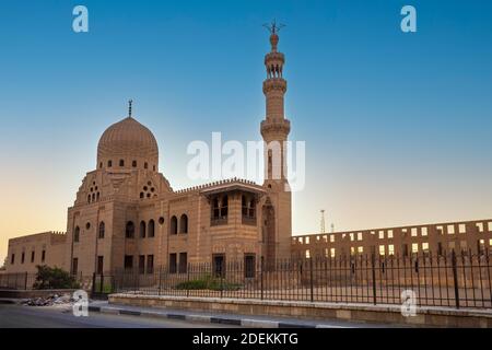 Sunset over the funeral complex of Emir Qurqumas in sunset sky, Cairo Egypt, Africa Stock Photo