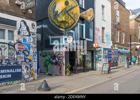 Picky Wops pizza shop in Brick Lane, Spitalfields, London, England, UK Stock Photo