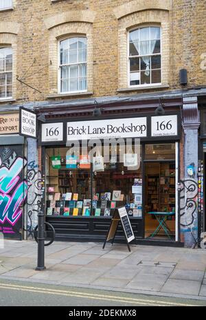 Brick Lane Bookshop, an independent book store in Brick Lane, Spitalfields, London, England, UK Stock Photo