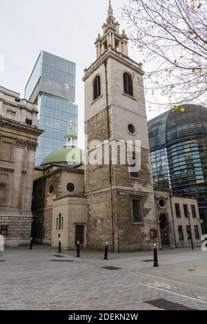 The church of St Stephen Walbrook, designed by Sir Christopher Wren. Walbrook, City of London, England, UK Stock Photo