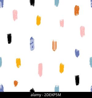 Cute brush stripes seamless pattern in Scandinavian colors isolated on white background vector illustration. Stock Vector