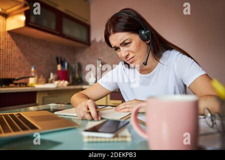 Working woman getting depressed over a difficult job assignment Stock Photo