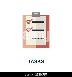 Tasks flat icon. Simple element from project management collection. Creative Tasks icon for web design, templates, infographics and more Stock Vector