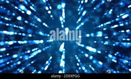 Fast speed moving of futuristic gleam blue light, abstract high tech & technology background Stock Photo
