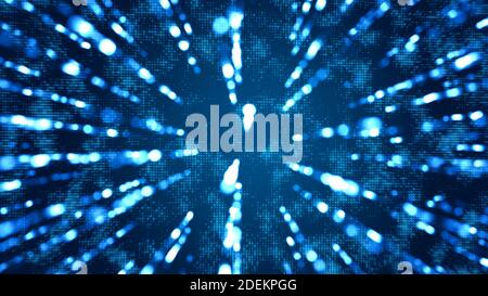 Fast speed moving of futuristic gleam blue light, abstract high tech & technology background Stock Photo