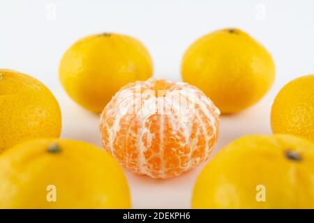 a beautiful ripe tangerines on a white background Stock Photo
