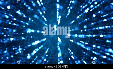 High speed fast moving blue and white light futuristic abstract background Stock Photo