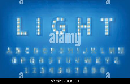 Light bulb font. Retro style 3d typography typeface alphabet Stock Vector