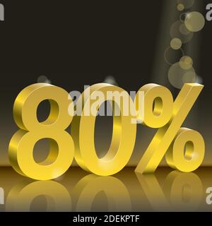 Golden numbers on black background. Poster to announce sales. Stock Vector