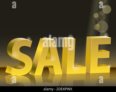 Poster to announce sales with the word sales drawn in 3-D on black background. Stock Vector