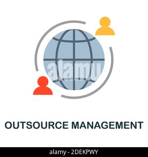 Outsource Management flat icon from reputation management collection. Simple line element Outsource Management symbol for templates, web design and Stock Vector